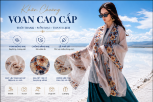 Khăn choàng voan thêu cao cấp dành cho nữ với chất liệu voan mỏng nhẹ, mềm mại, chống nắng nhẹ, phù hợp đi biển, du lịch và nghỉ dưỡng.