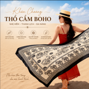 Khăn Choàng Thổ Cẩm Phong Cách – Thanh Lịch, Chống Nắng, Phối Đồ Du Lịch