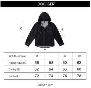 Áo khoác denim nam có mũ màu đen chất liệu denim cao cấp, thiết kế trẻ trung, nhiều túi tiện lợi, phù hợp mặc đi học, đi làm và dạo phố.