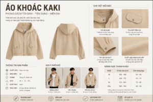 Áo khoác kaki nam có mũ màu be cao cấp