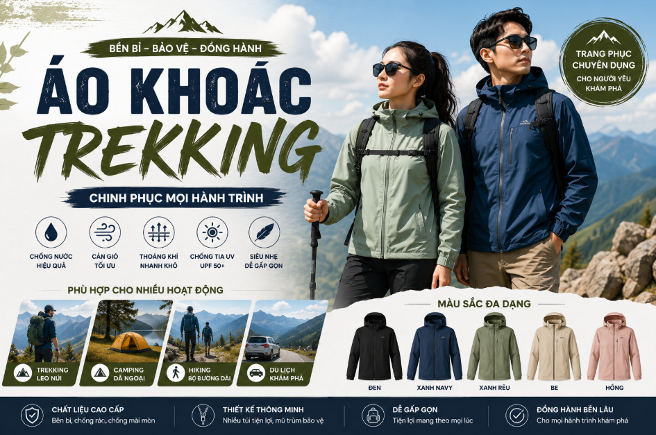 Áo khoác gió chống nước, chống gió thời trang dành cho nam và nữ khi du lịch ngoài trời