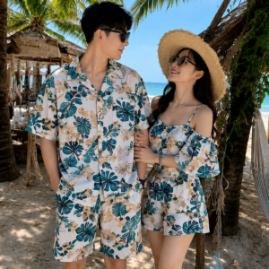 Quần Đôi Đi Biển Họa Tiết Nhiệt Đới Phong Cách Hàn Quốc